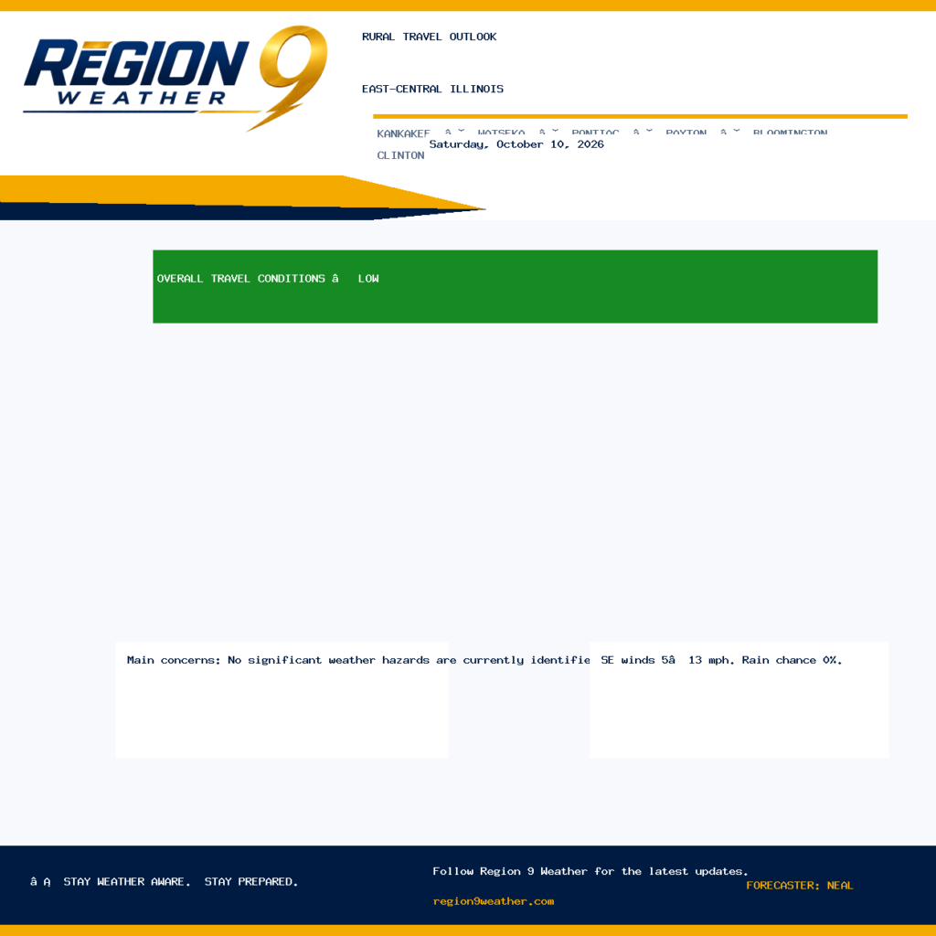 Rural Travel Outlook — Friday, August 28, 2026